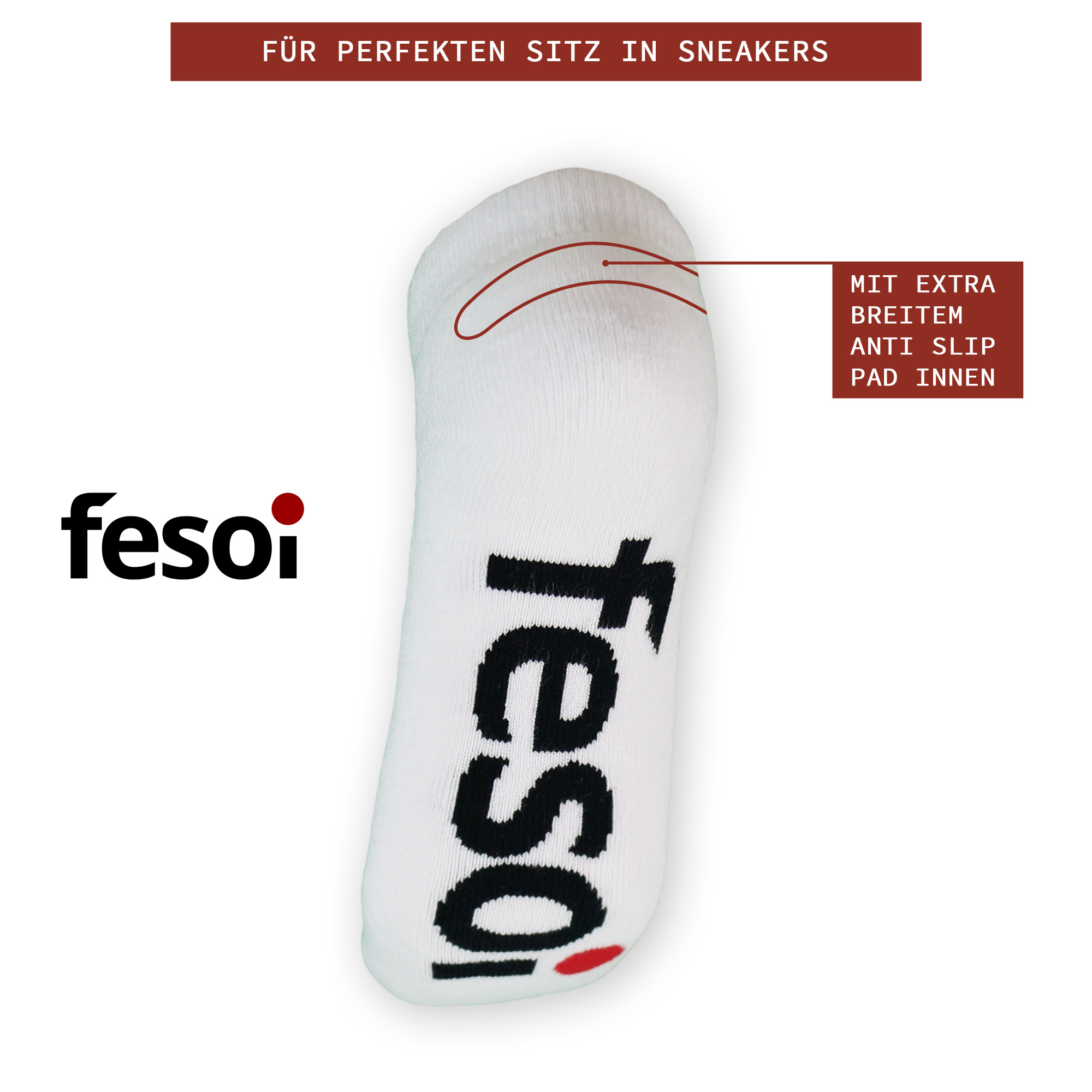 No Show Socken - Silikon Pad in der Ferse